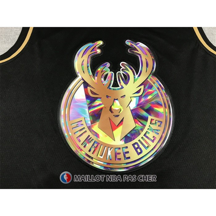 Maillot Golden Edition Milwaukee Bucks Giannis Antetokounmpo NO 34 2021-22 Noir